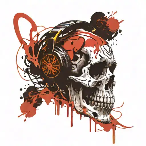Skull Wearing Headphones