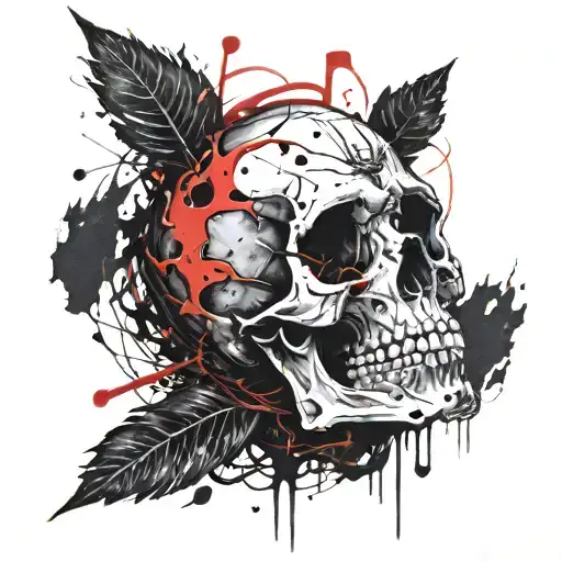 Dark Messy Skull Black And Red