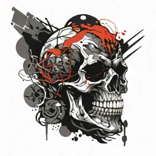 Dark Messy Skull Black And Red Vector