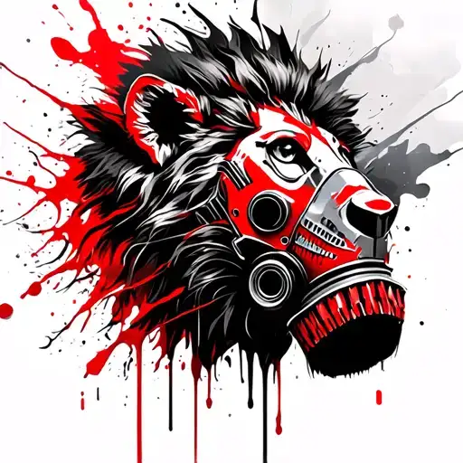 Gasmask Lion Head Mix With Bio Mechanical