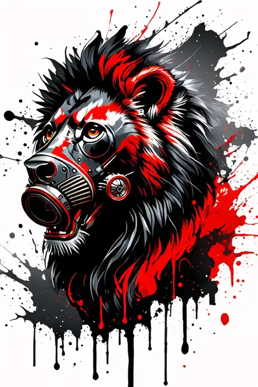 Gasmask Lion Head Mix With Bio Mechanical