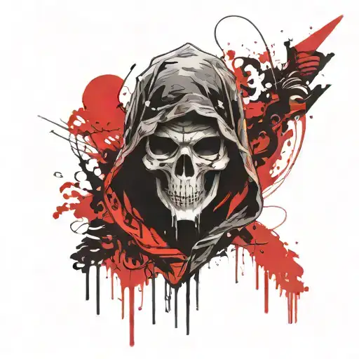 Death With A Hood On His Head Prays To God