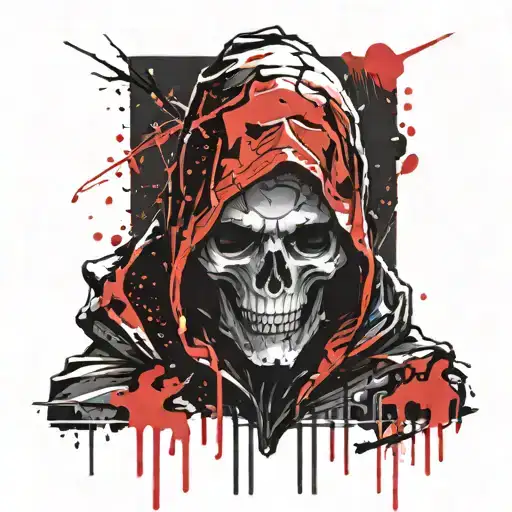 Death With A Hood On His Head Prays To God