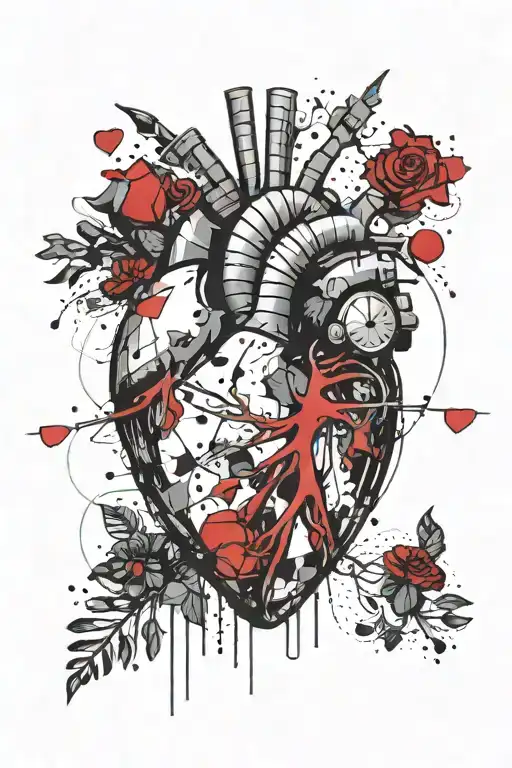 A Heart Shaped Tattoo With A Pixeled Style That Represents The Love Between Two Womens