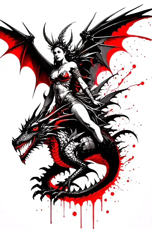 Valkyrie Riding A Dragon