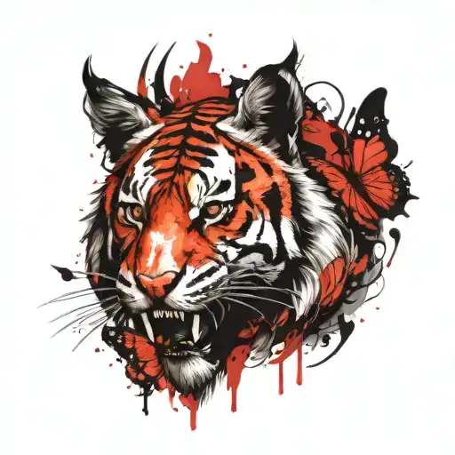 Butterfly Tiger Head Cybersigilism Flashtattoo Neotribaltattoo Biomechanics