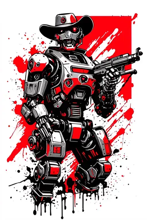 Bio Gempunk Cowboy Robot Mean Military
