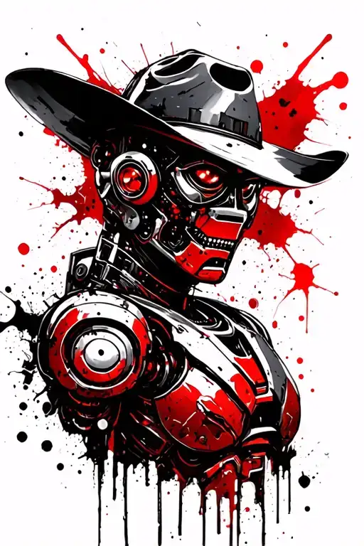 Bio Gempunk Cowboy Robot Mean Bandit Cyborg