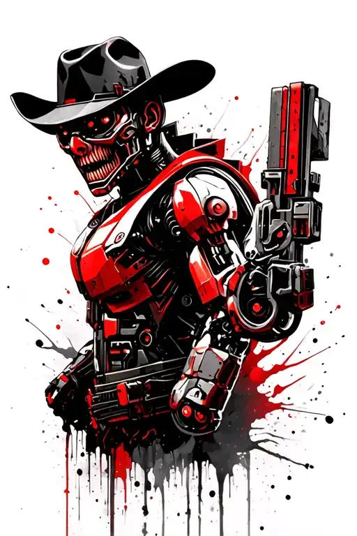 Bio Gempunk Cowboy Robot Mean Bandit Cyborg