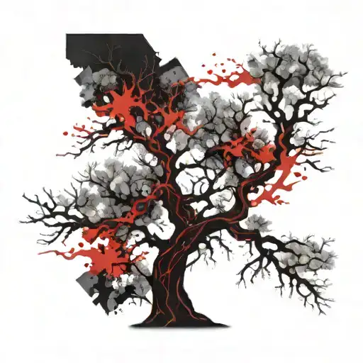 A Dry Old Burning Tree Without Leaves