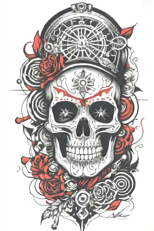 Candy Skull Chicano Gangster Style Sleeve