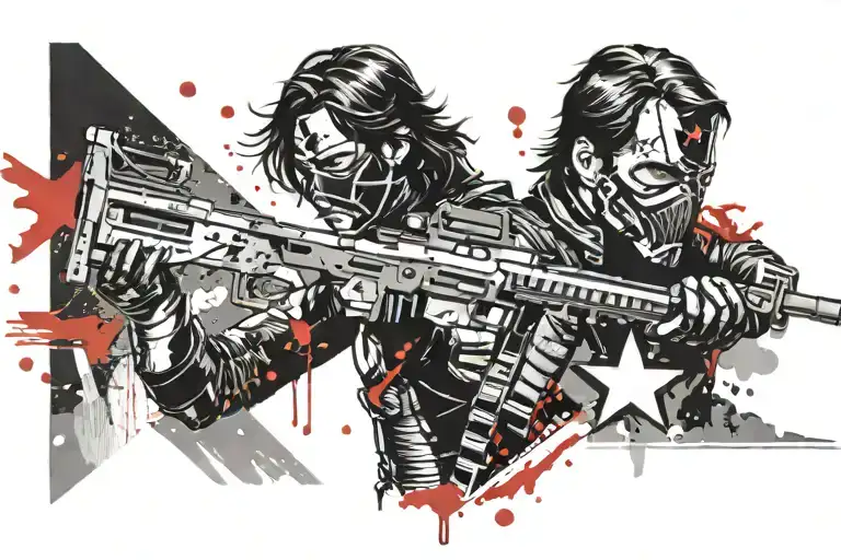 Marvel Winter Soldier In A Mask On Half His Face With Rage In His Eyes