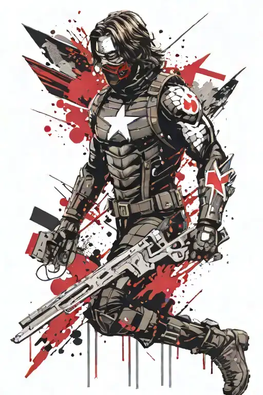 Marvel Winter Soldier In A Mask On Half His Face With Rage In His Eyes