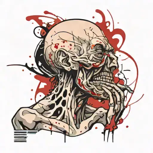 Scary Bald Man Very Skinny Holding His Face And Screaming