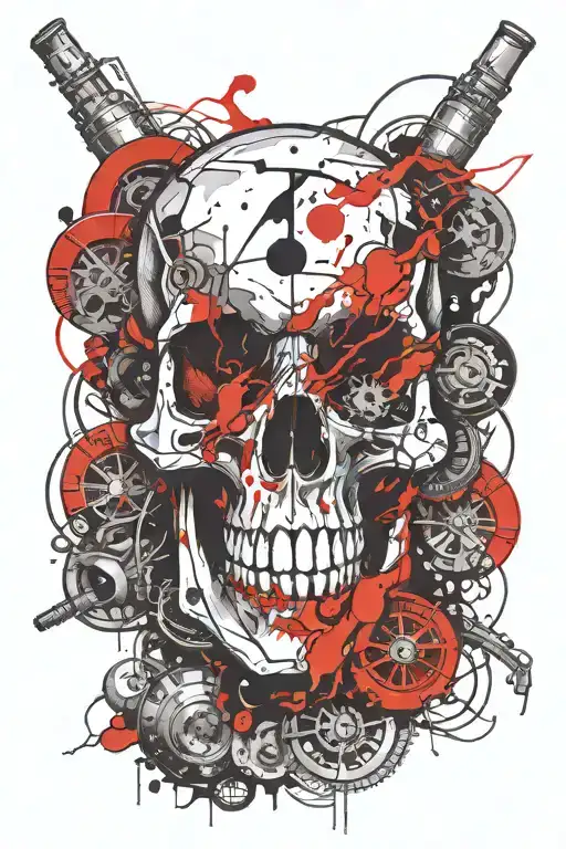 Skull With Engine Parts Integrated