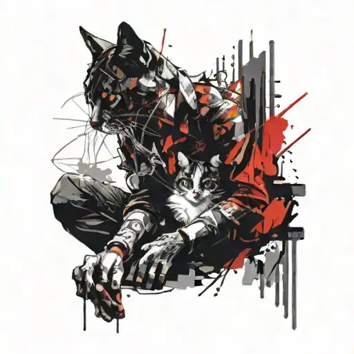 Man And Cat Between The Wall