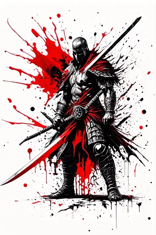 Broken Warrior Wielding A Sword