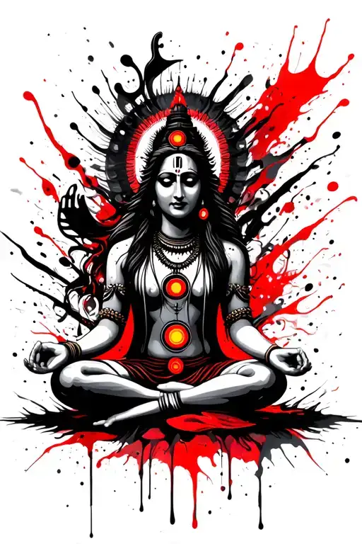Seven Chakra And Lord Shiva Meditating