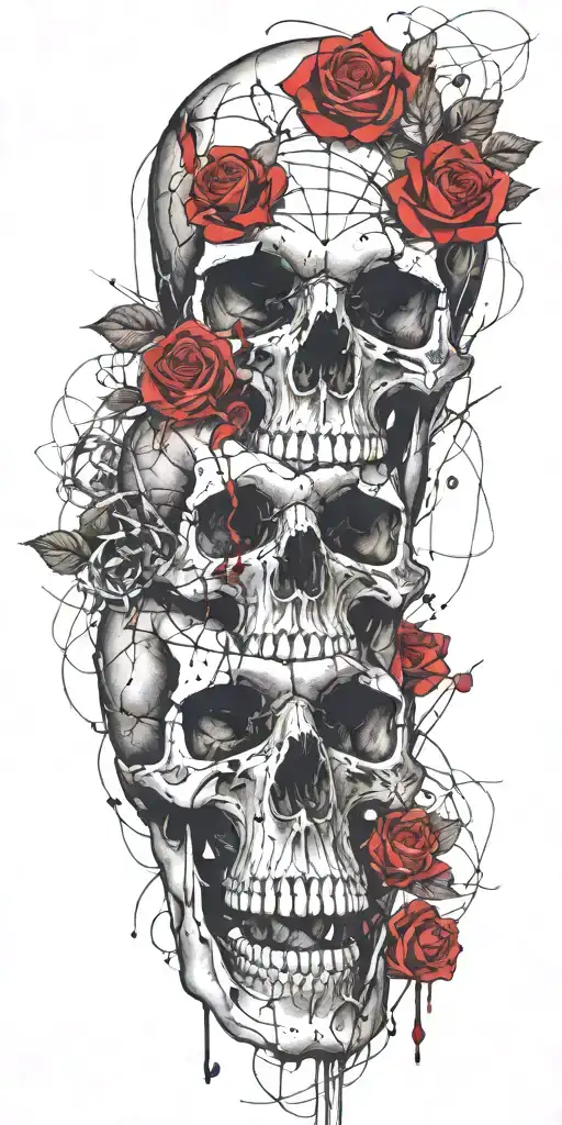 Skull With Roses Tangled