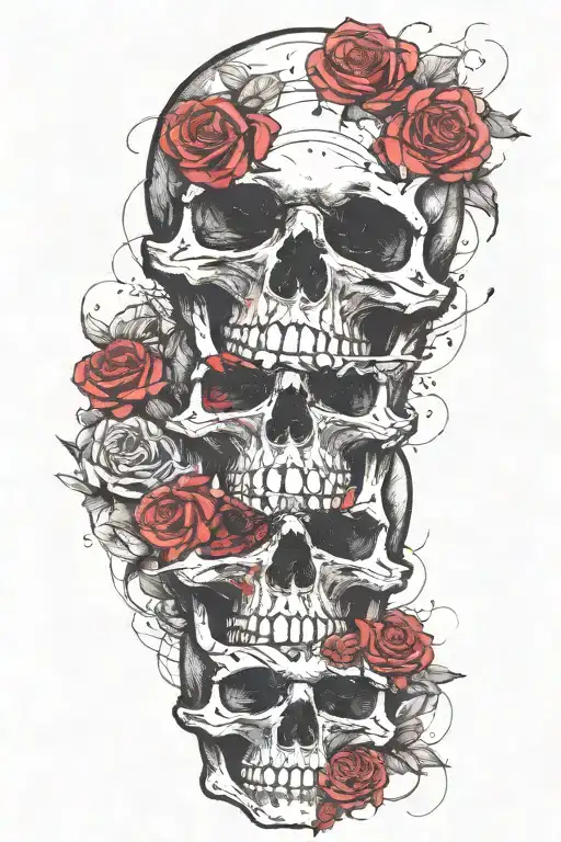 Skull With Roses Mixed