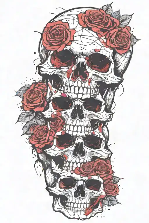 Skull With Roses Mixed
