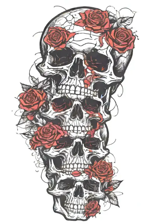 Skull With Roses Mixed