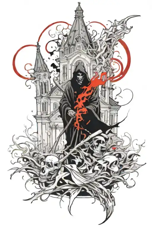 Grim Reaper With A Church Burning
