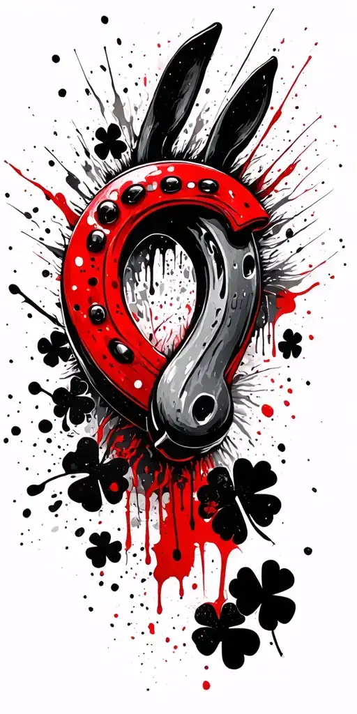 Horse Shoe And 13 And 7 And Four Leaf Clover And Rabbits Foot