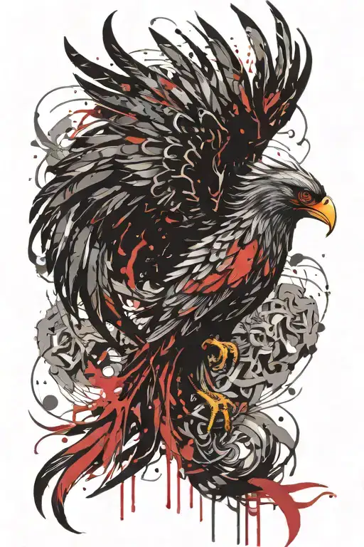 Black And Red Phoenix Rising