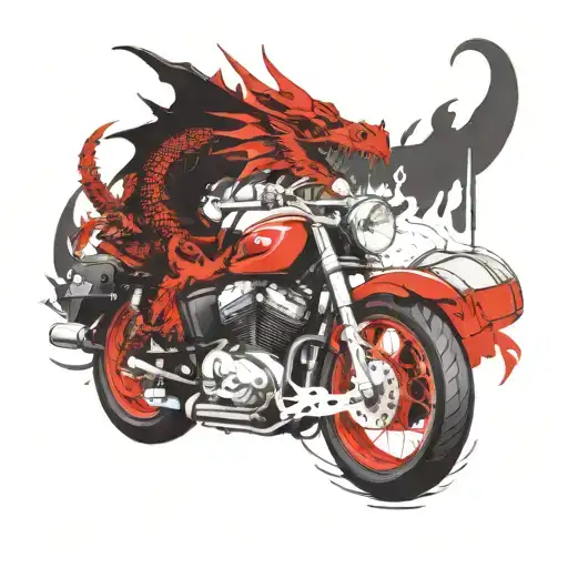 A Dragon Wraps Around A Motorcycle Engine Made
