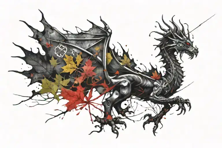 Welsh Dragon And Maple Leaf Wrapped