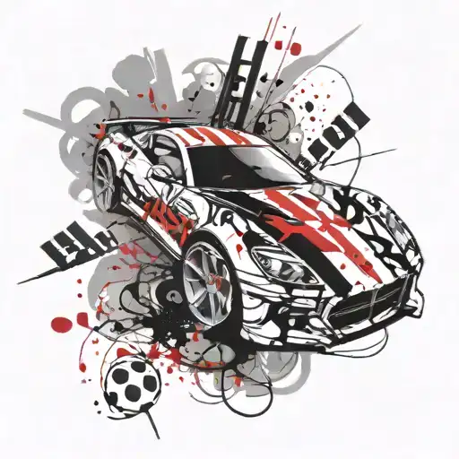 A Sleek Sports Car Racing Down A Highway With Music Notes Trailing Behind It