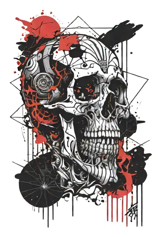 Skull Egypt Black And Red Meaningful Brain Galaxy