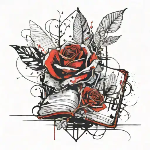 Book With A Crystal Rose Growing Out Of It