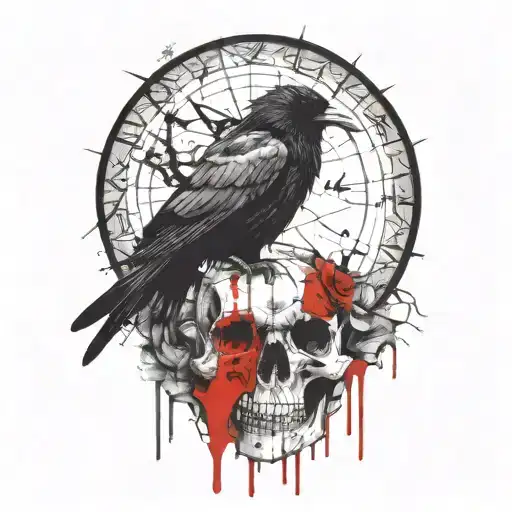 Gothic Raven On Skull