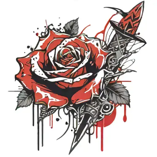 Rose With Dagger Behind It