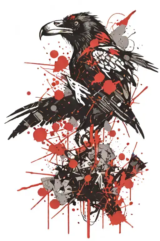 Negative Space Raven Perched