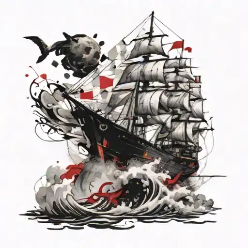 Sky Ocean Ship Sailing