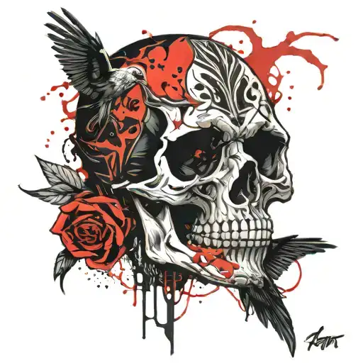 Skull Raven Memento Mori