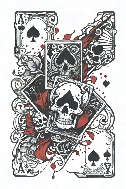 A Skeleton Hand Holding Ace Of Hearts And Ace Of Spades