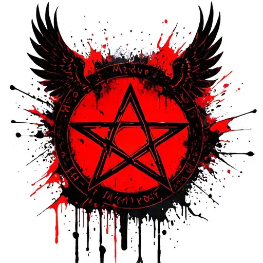Pentagram From The Series Supernatural With Wings And A Sign Of Wild Hunting From The Top