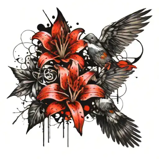 Gothic Lillies And Sparrows