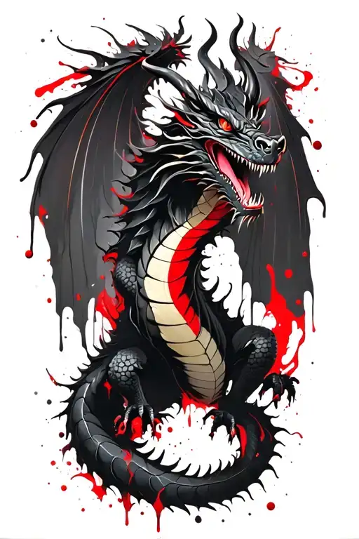 Black Dragon Full Body Shaped Like