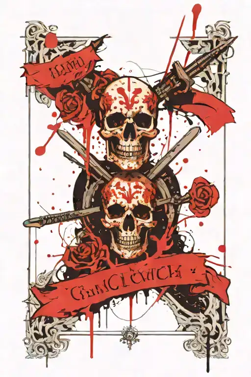 Tarot Card With Skull And Bayonet And Ccciii And Mors Vincit Omnia'