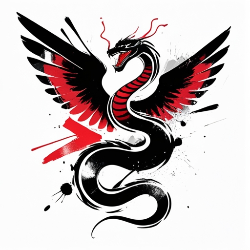Crimson Winged Serpent Tattoo idea