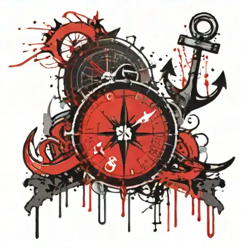 Compass And An Anchor Connected