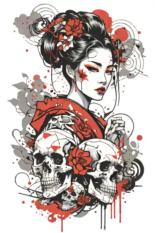 Geisha And Skull