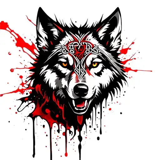 Celtic Wolf Face