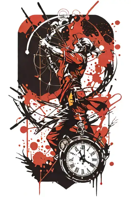 Sagittarius Archer Shooting At A Clock