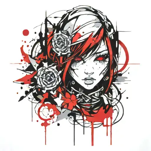 Anime Girl In Horror Gothic Style With Tribal Elements